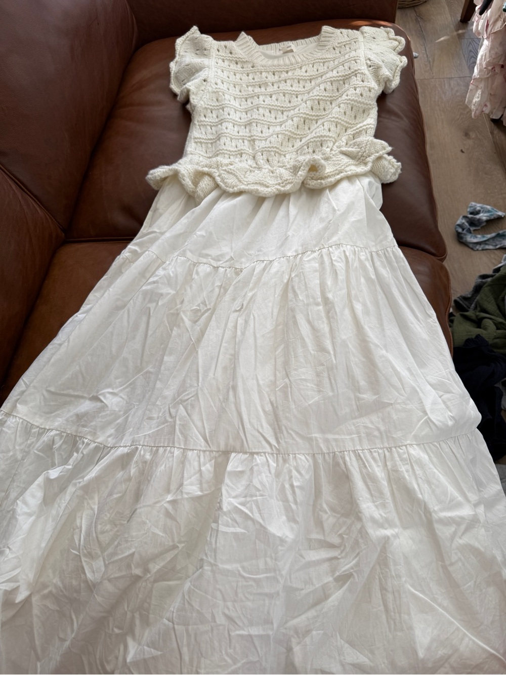 bohme Cream Knit Top & Tiered Maxi Dress